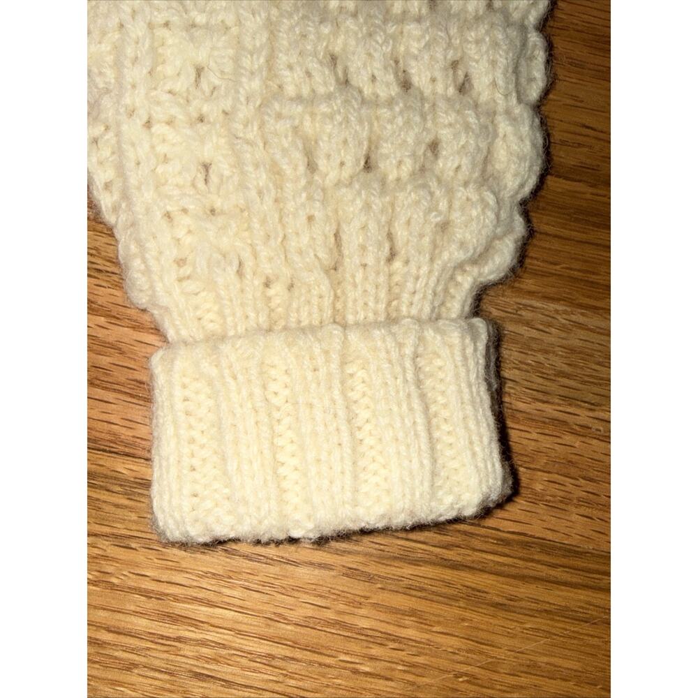 VTG Homes of Donegal 100% Irish Cable Knit Wool Cardigan Sweater Cream Med/Lg - Picture 9 of 9